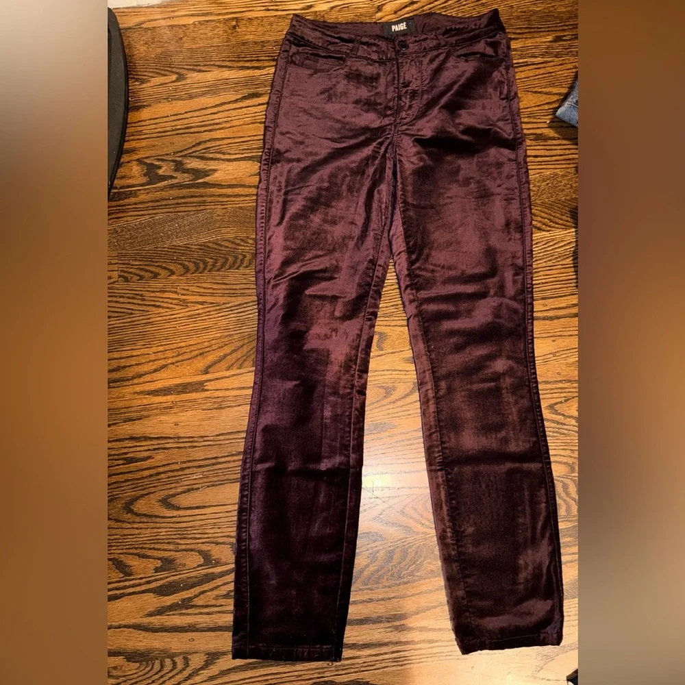 PAIGE Women's Deep Burgundy Houston ankle Straight Leg Jeans 27 - Picture 2 of 4